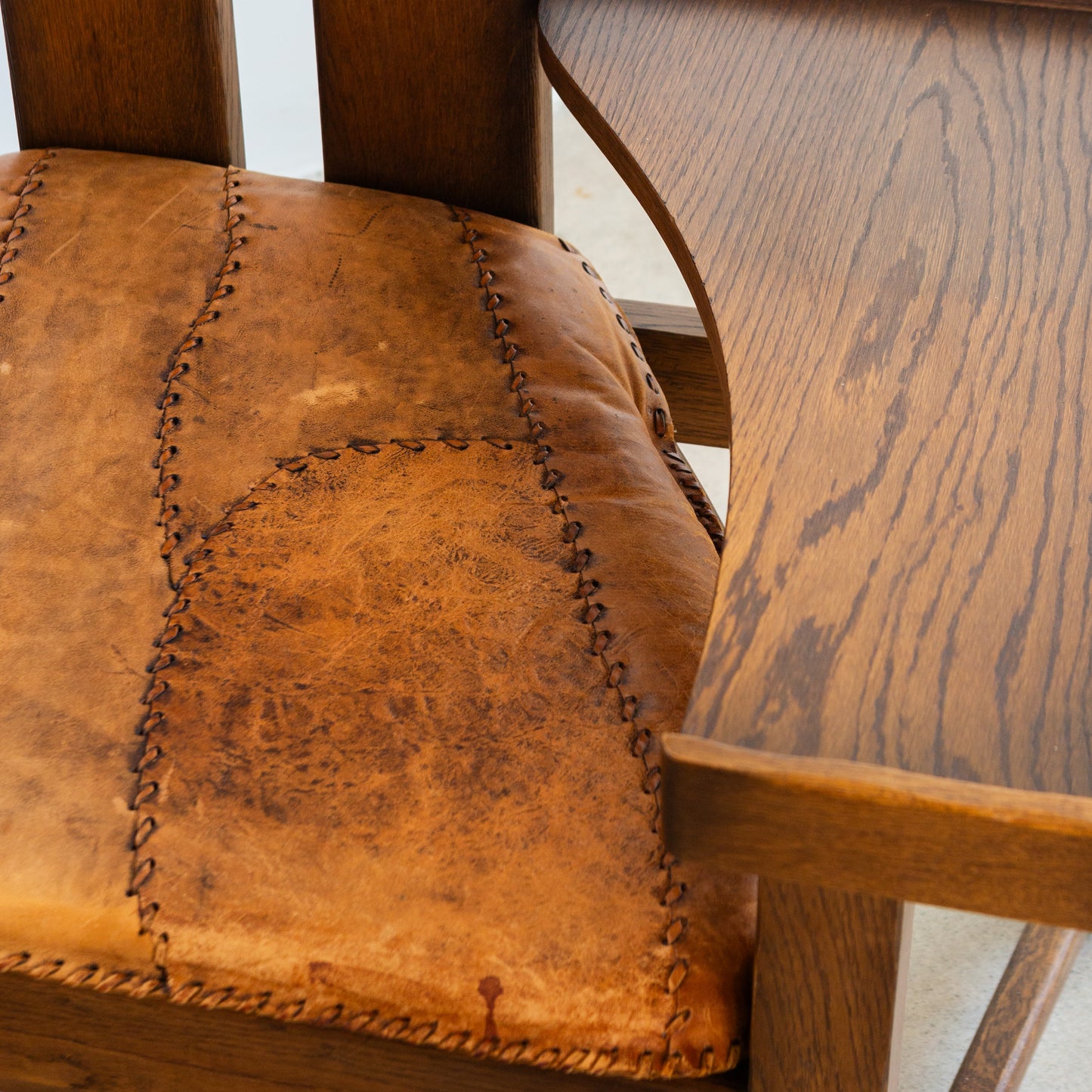 Dutch Brutalist Oak Fireplace Chair