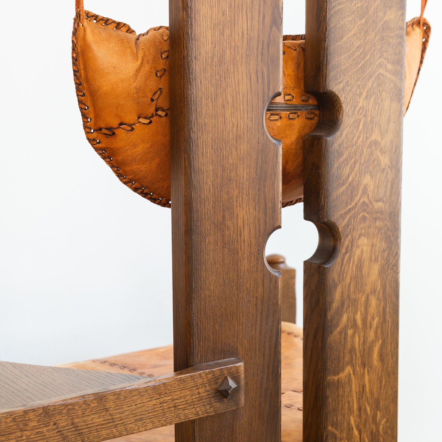 Dutch Brutalist Oak Fireplace Chair
