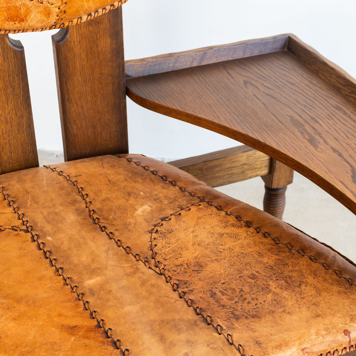 Dutch Brutalist Oak Fireplace Chair