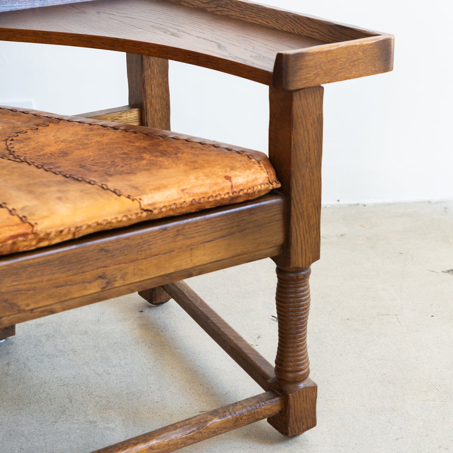 Dutch Brutalist Oak Fireplace Chair