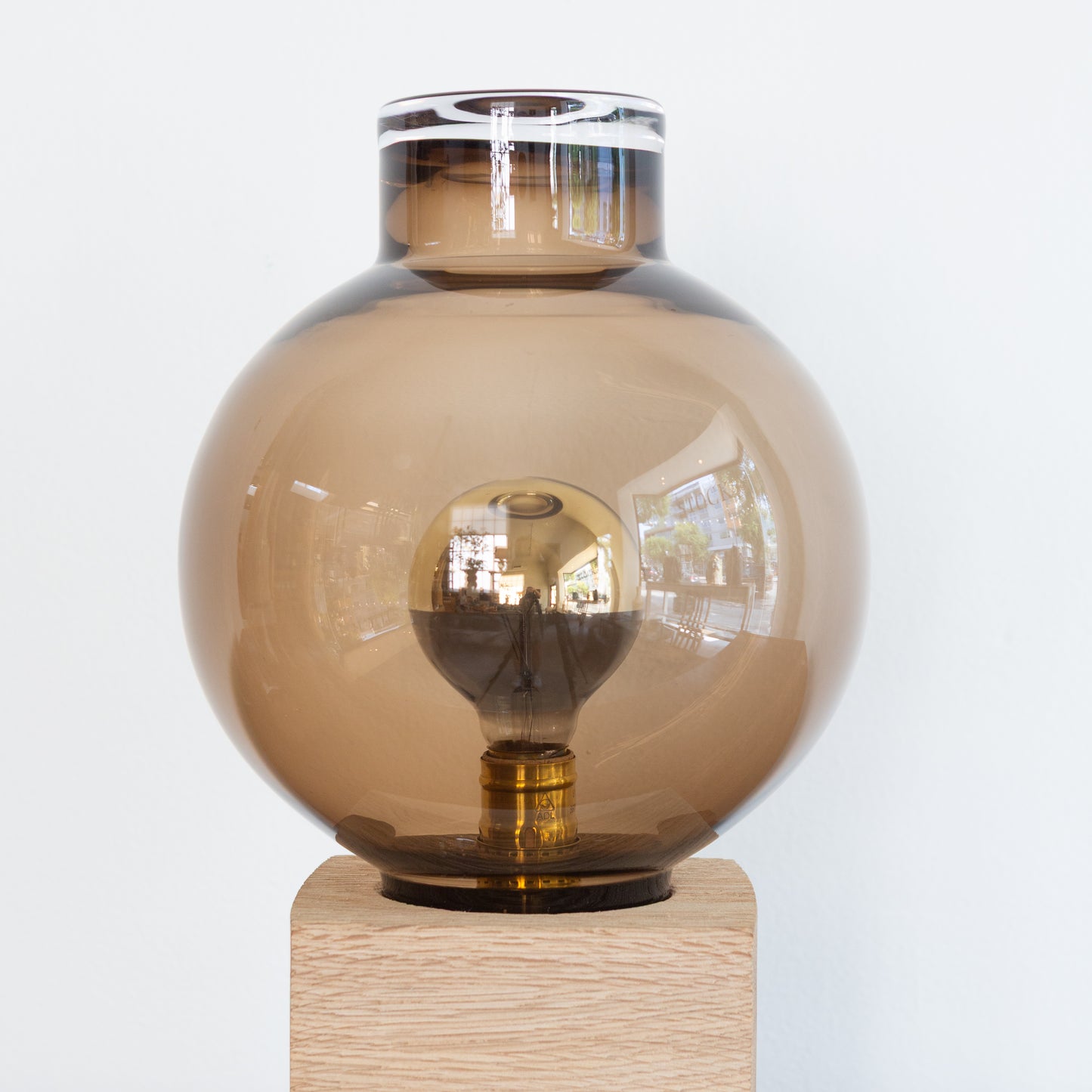 Topaz Globe + Oak Base Table Lamp