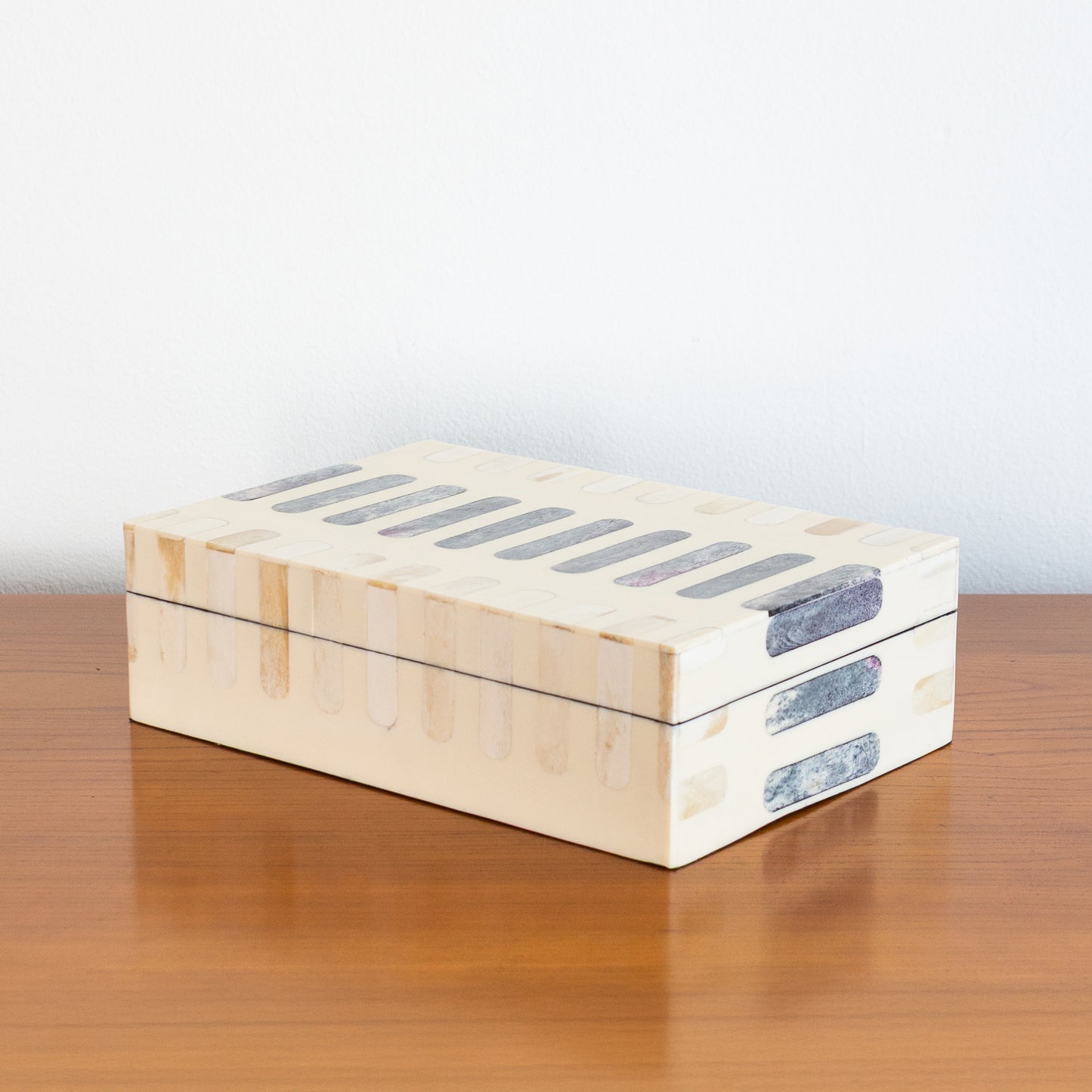 Dark Gray + Ivory Bone Inlay Box