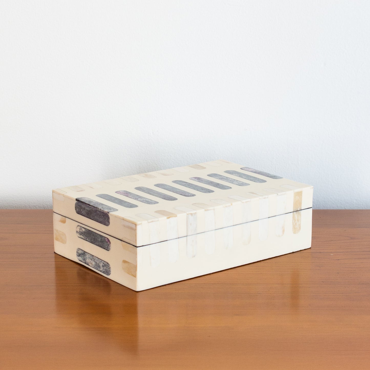 Dark Gray + Ivory Bone Inlay Box