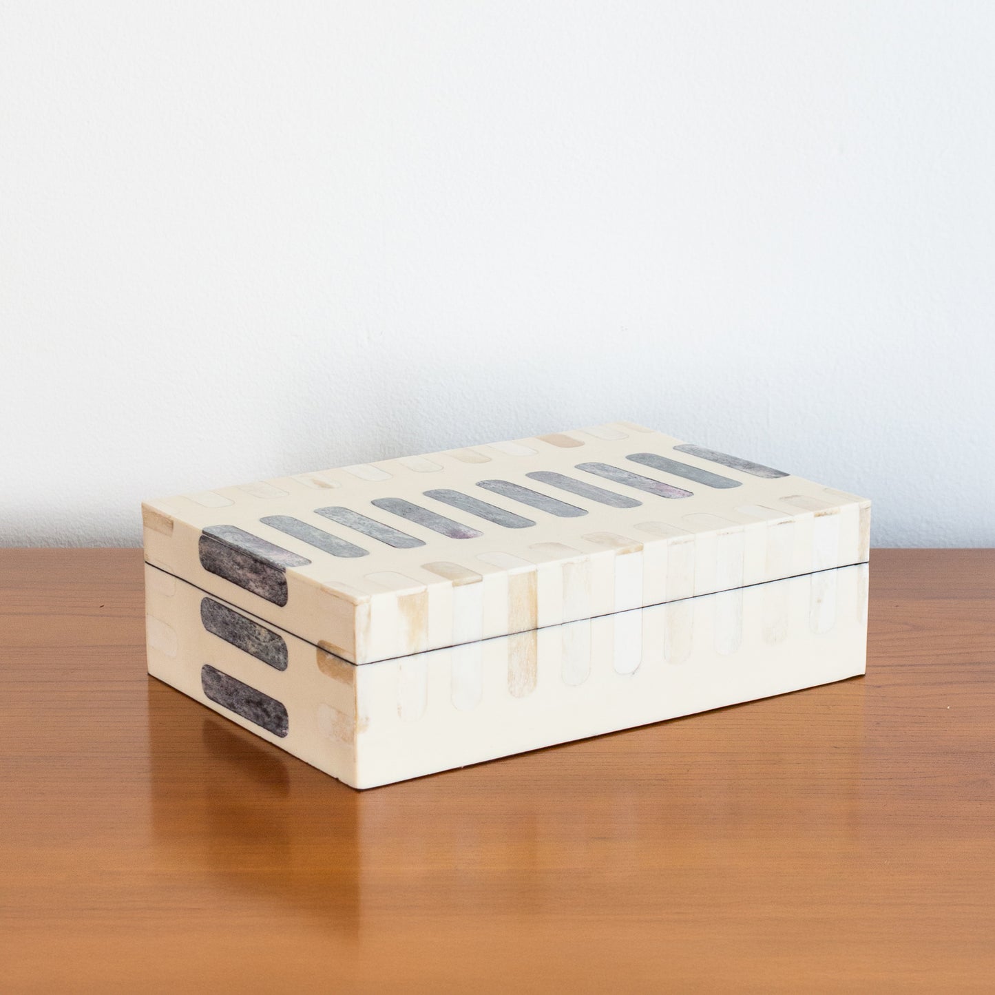 Dark Gray + Ivory Bone Inlay Box
