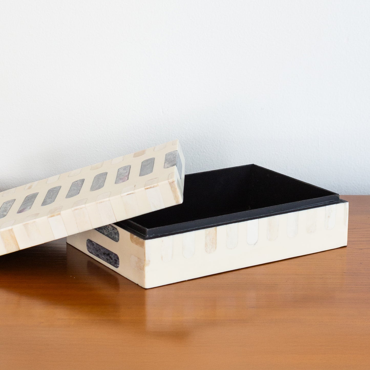 Dark Gray + Ivory Bone Inlay Box