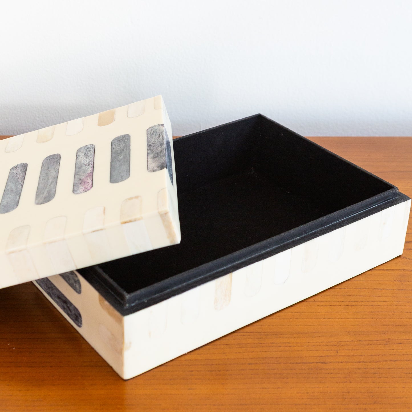 Dark Gray + Ivory Bone Inlay Box