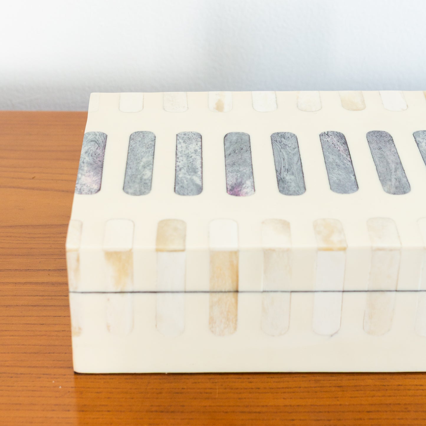 Dark Gray + Ivory Bone Inlay Box