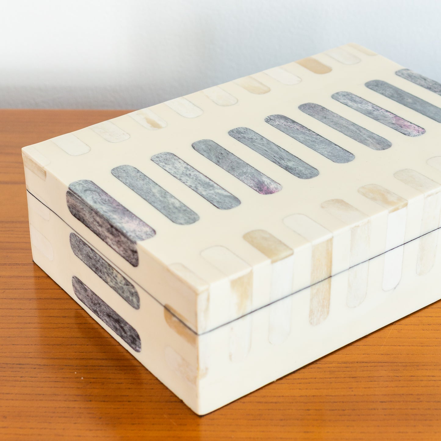 Dark Gray + Ivory Bone Inlay Box