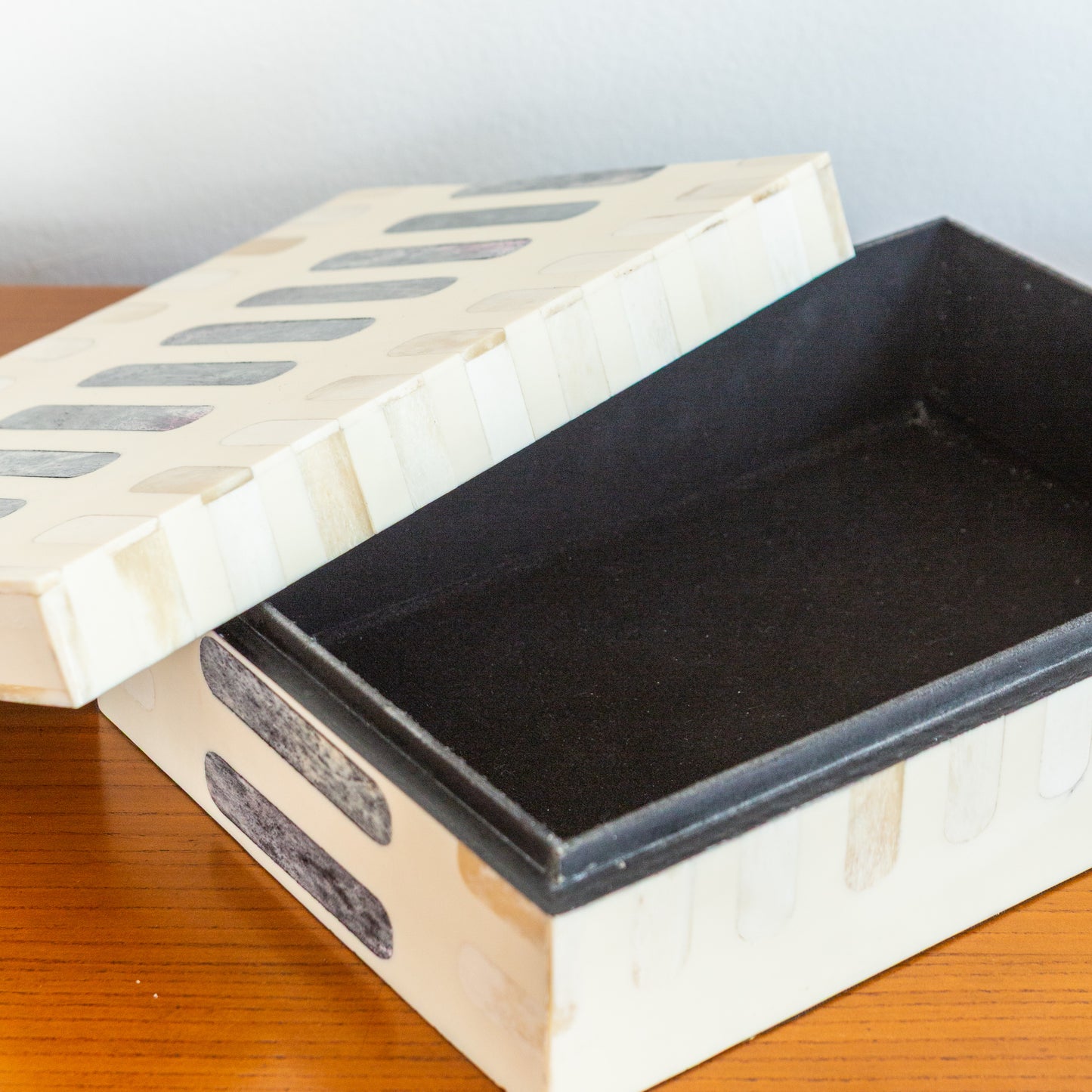 Dark Gray + Ivory Bone Inlay Box
