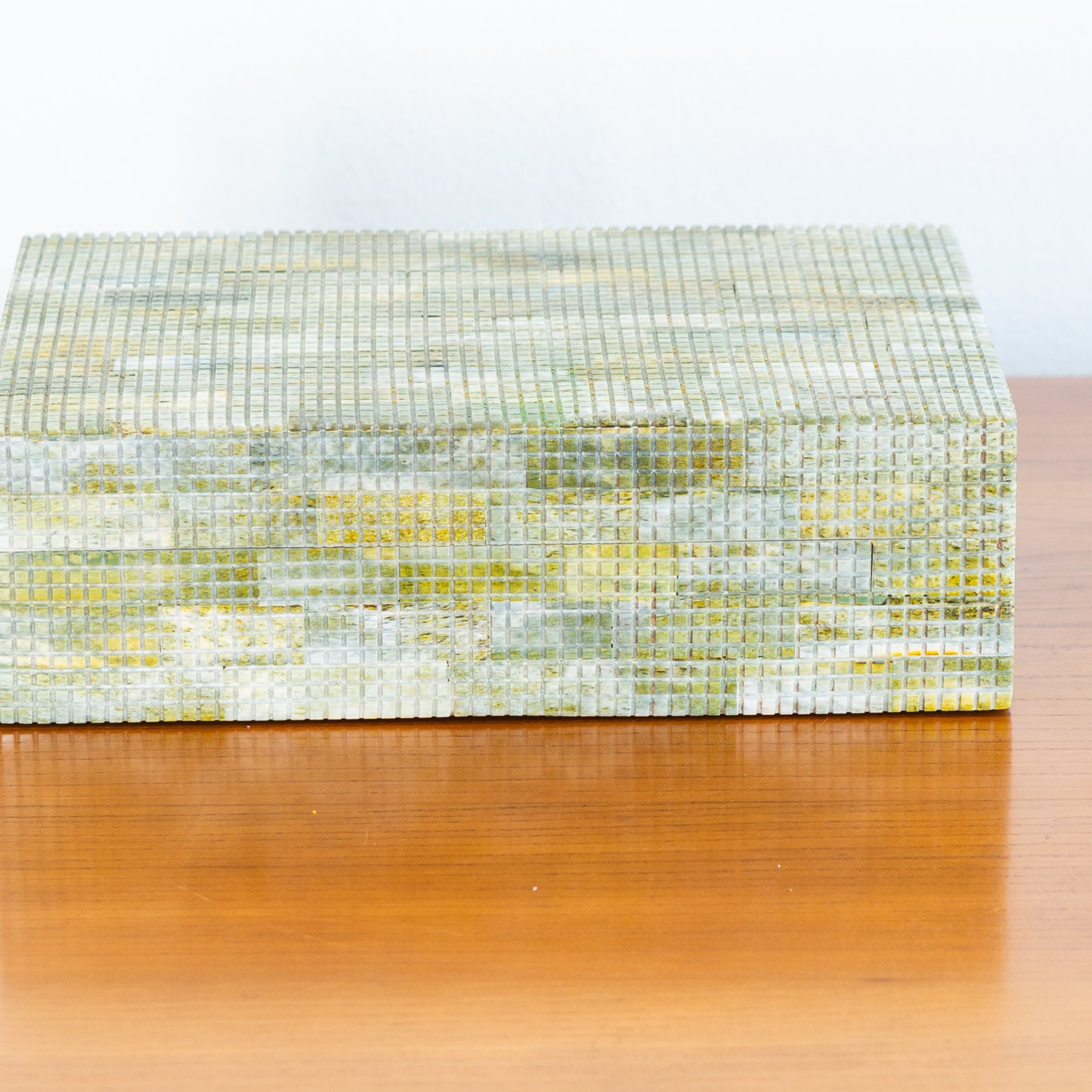 Medium Tessellated Green Bone Box