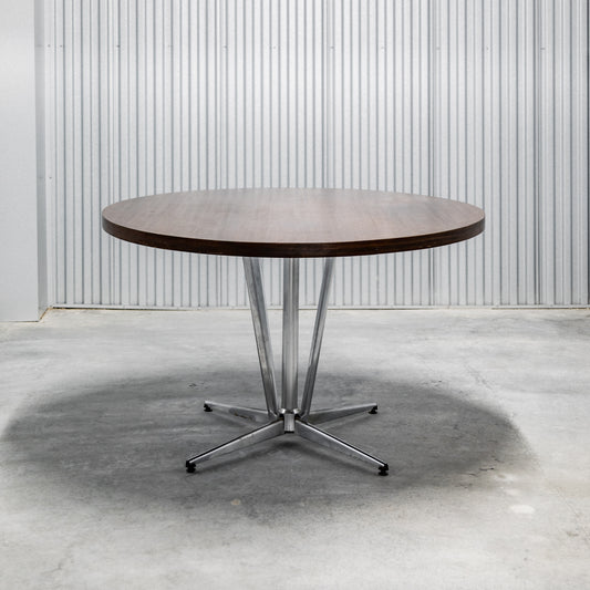 Walnut & Chrome Round Dining Table