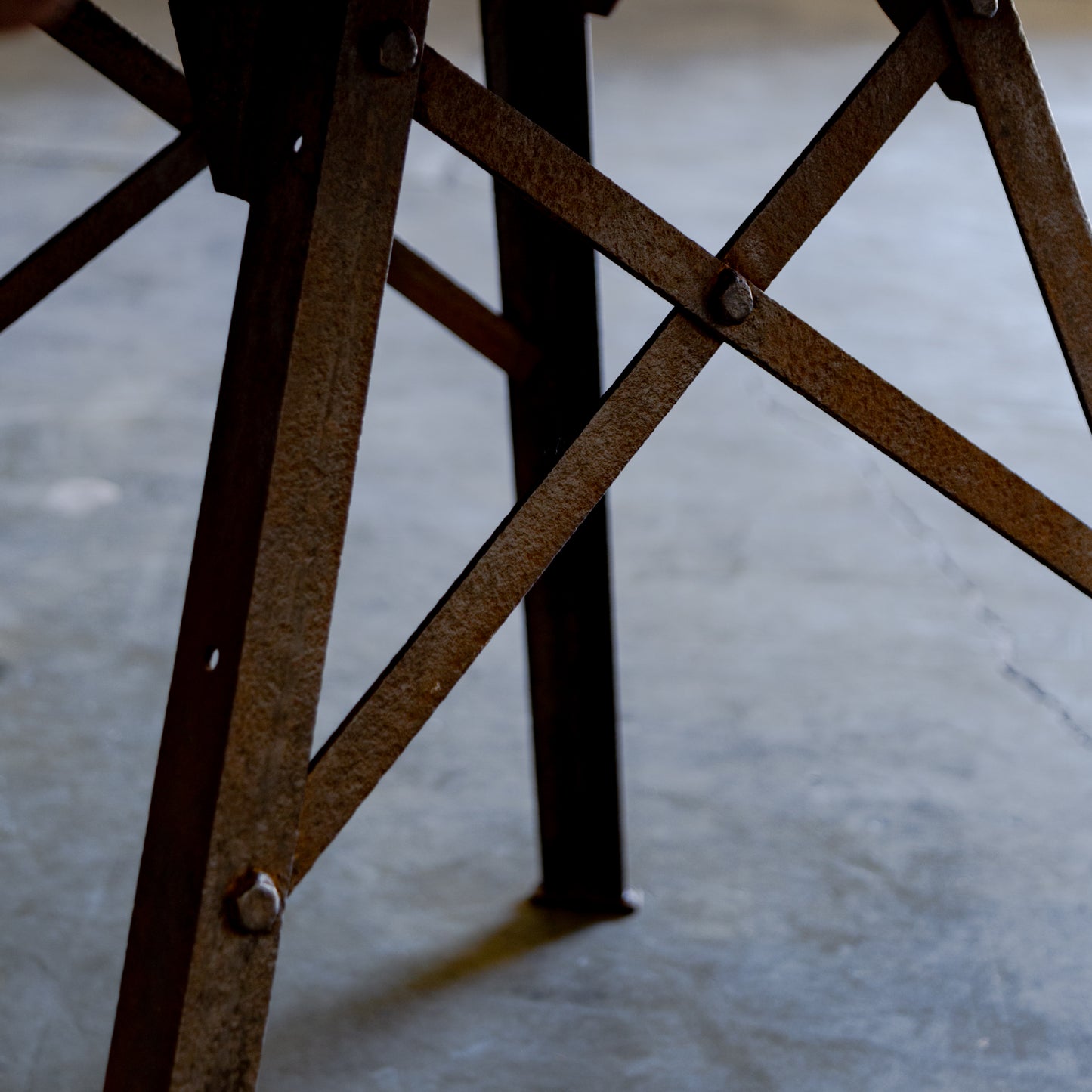 Metal Base + Painted Wood Top Industrial Table