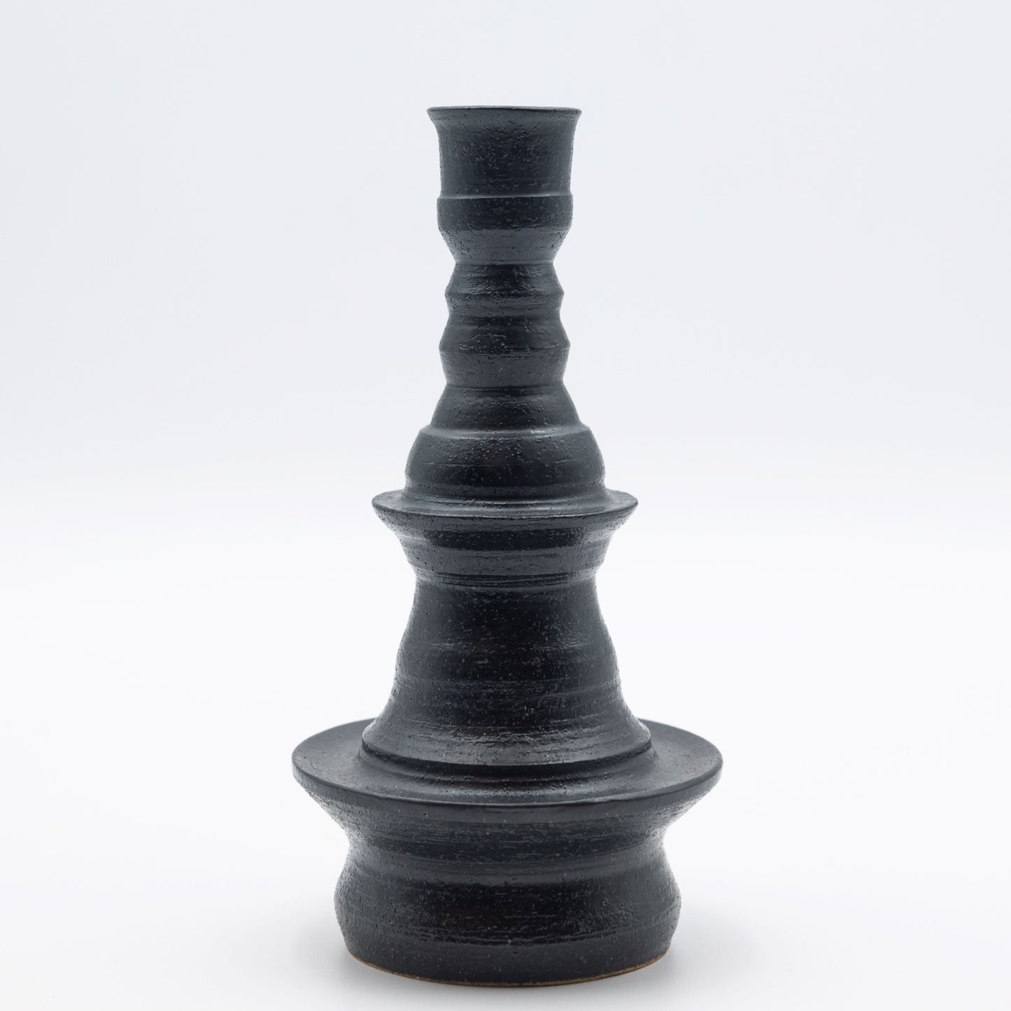 Alkimia Stoneware | Matte Black Stoneware Candlestick