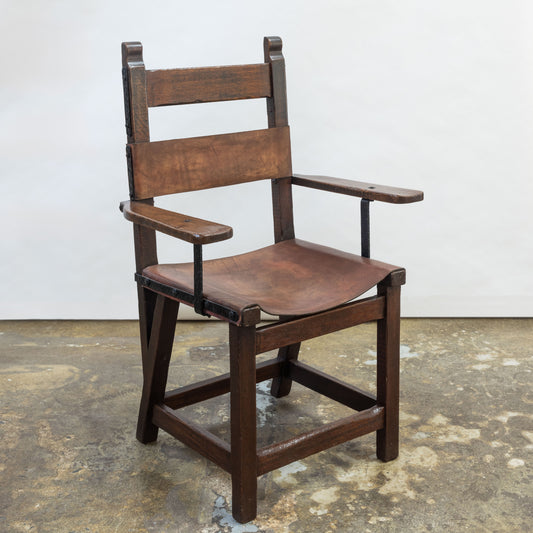 Monterey Style Leather Sling Armchair