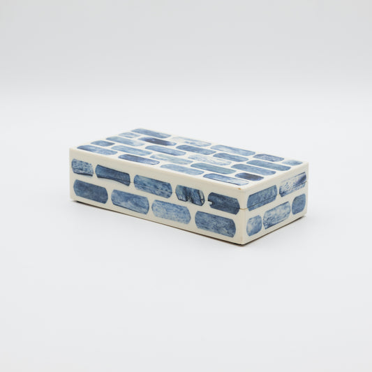 Blue + Ivory Bone Inlay Box