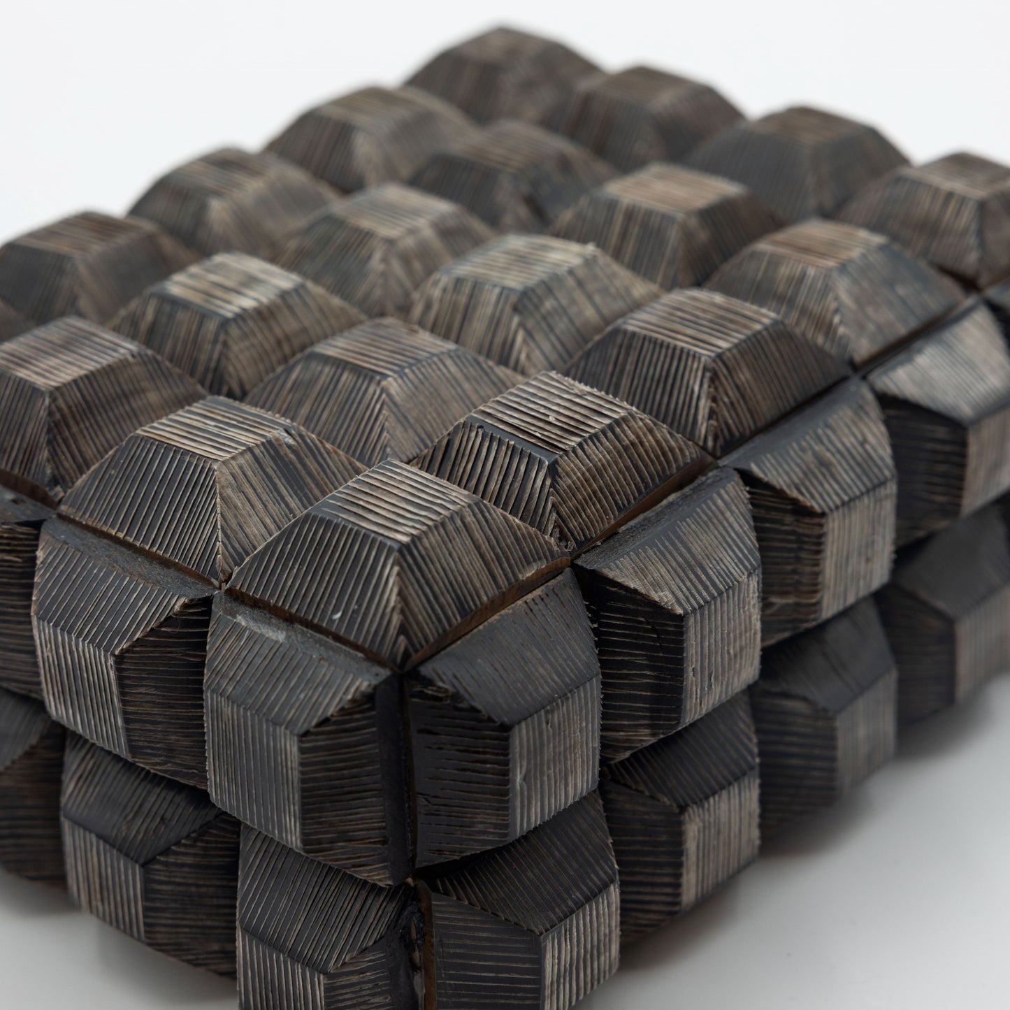 Carved Dark Gray Horn Box