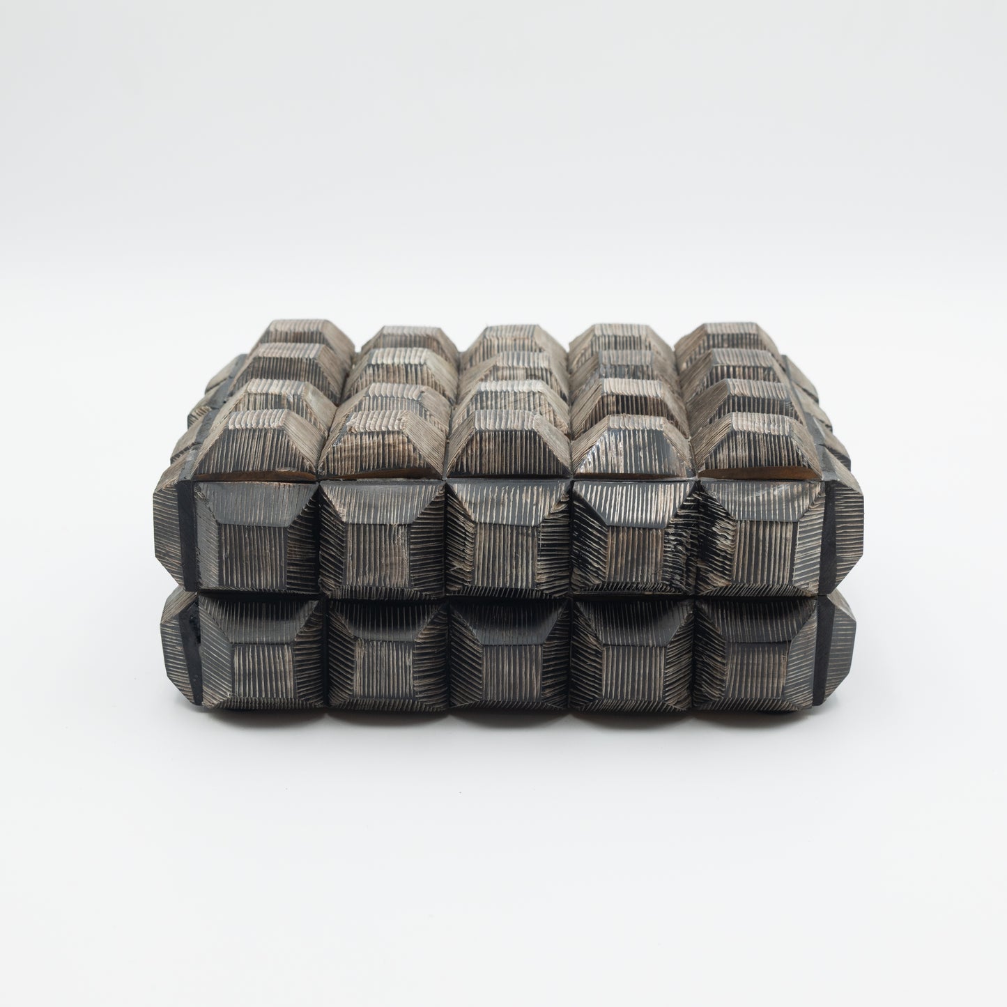 Carved Dark Gray Horn Box