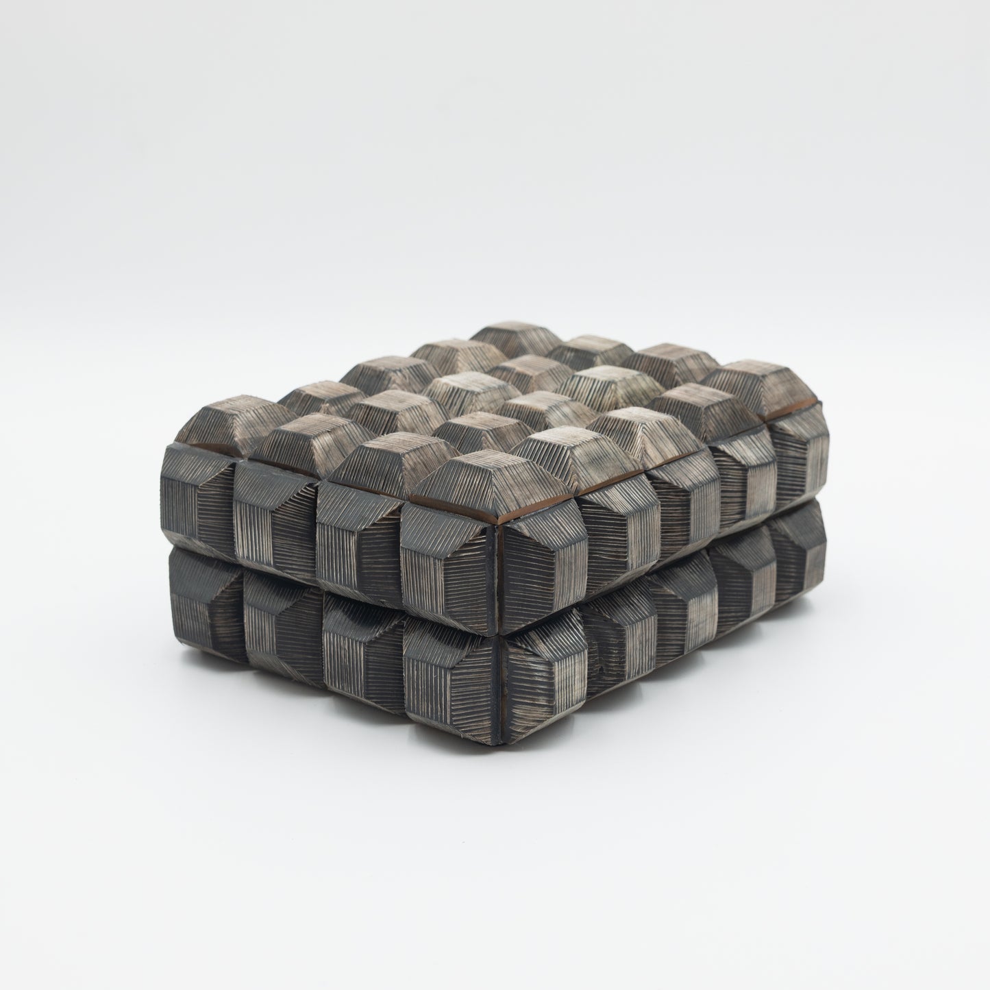 Carved Dark Gray Horn Box