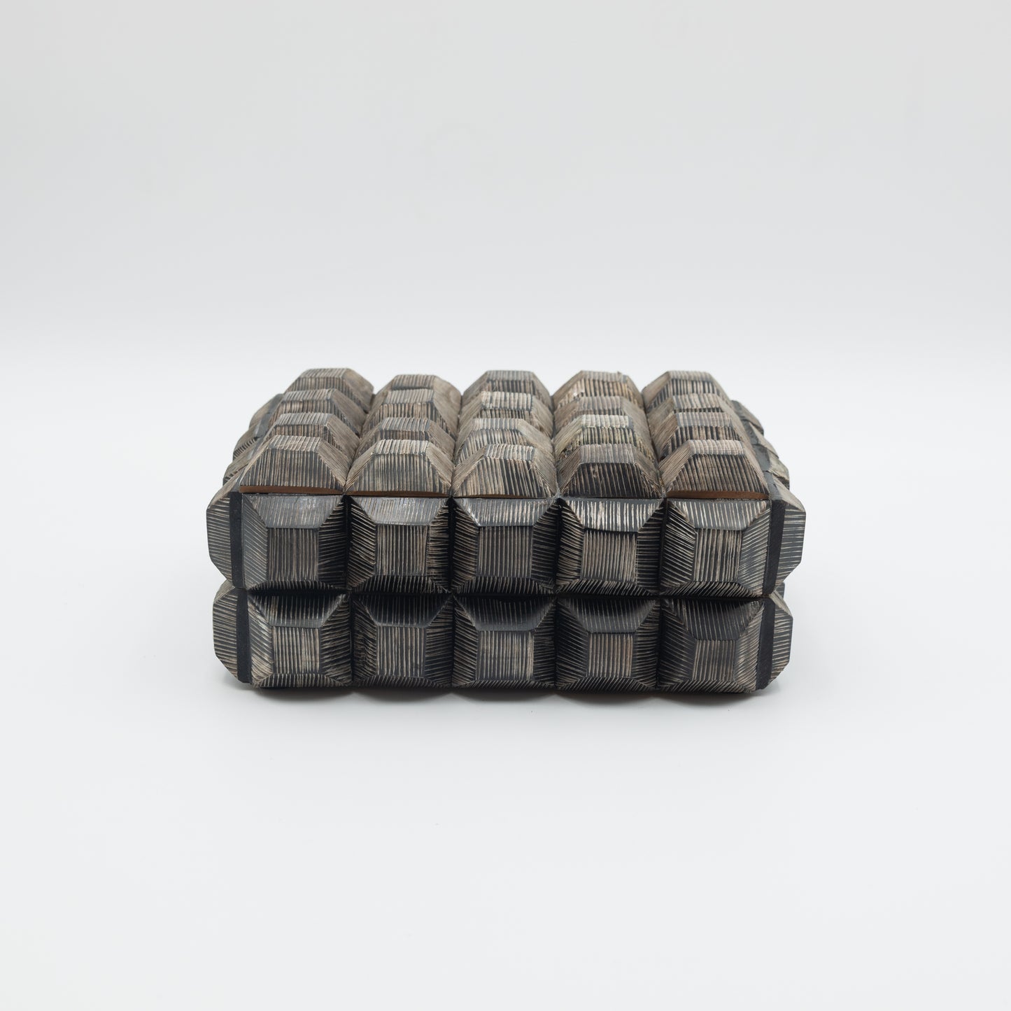 Carved Dark Gray Horn Box