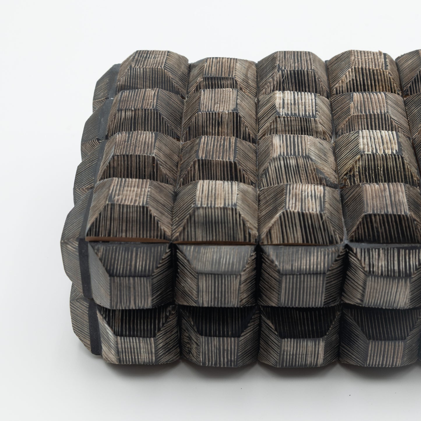 Carved Dark Gray Horn Box