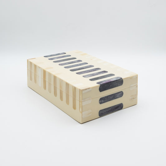 Dark Gray + Ivory Bone Inlay Box