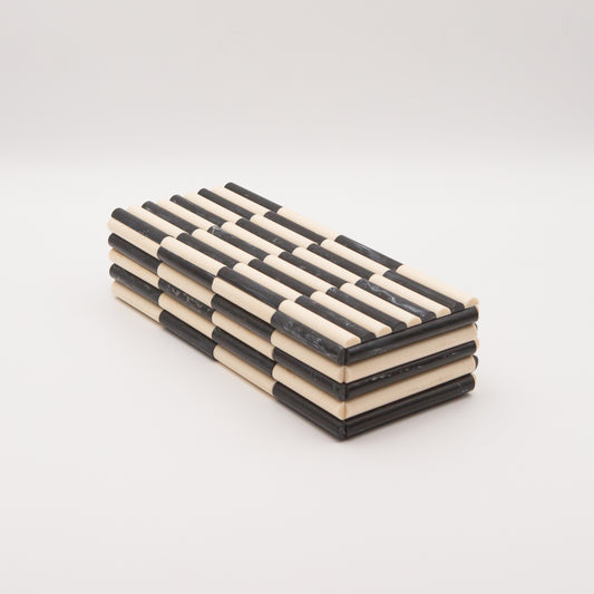 Fluted Ivory + Ebony Bone Box