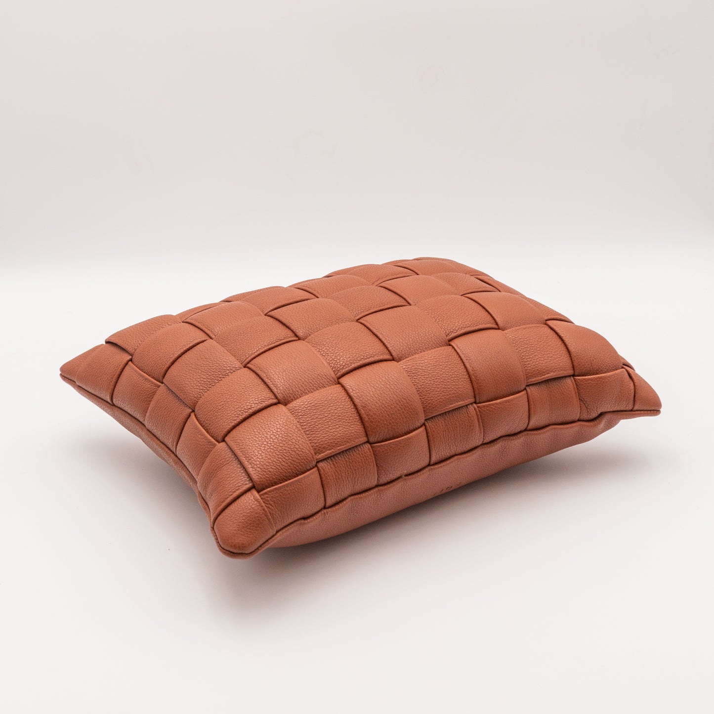 Woven Leather Pillow - Cinnamon