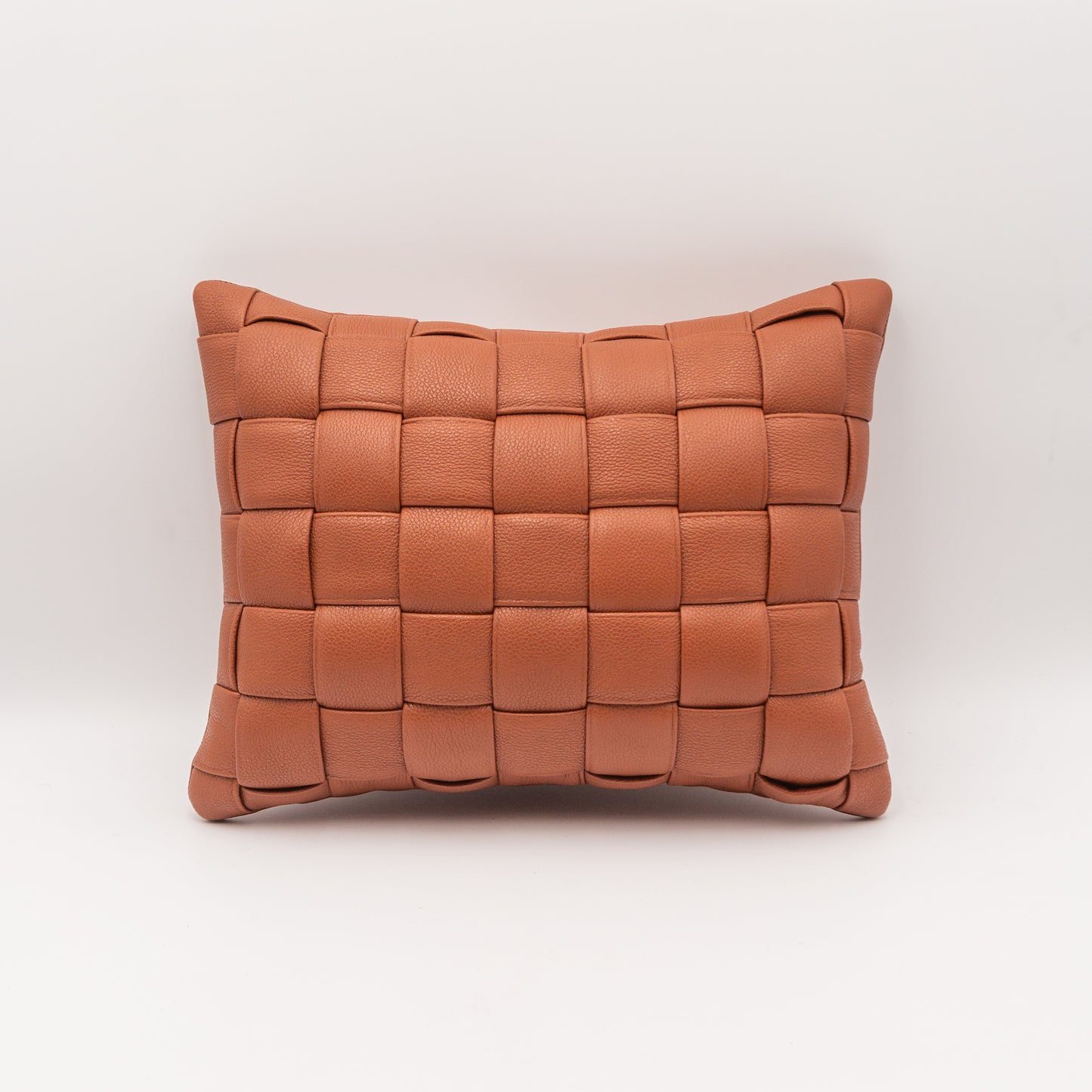 Woven Leather Pillow - Cinnamon