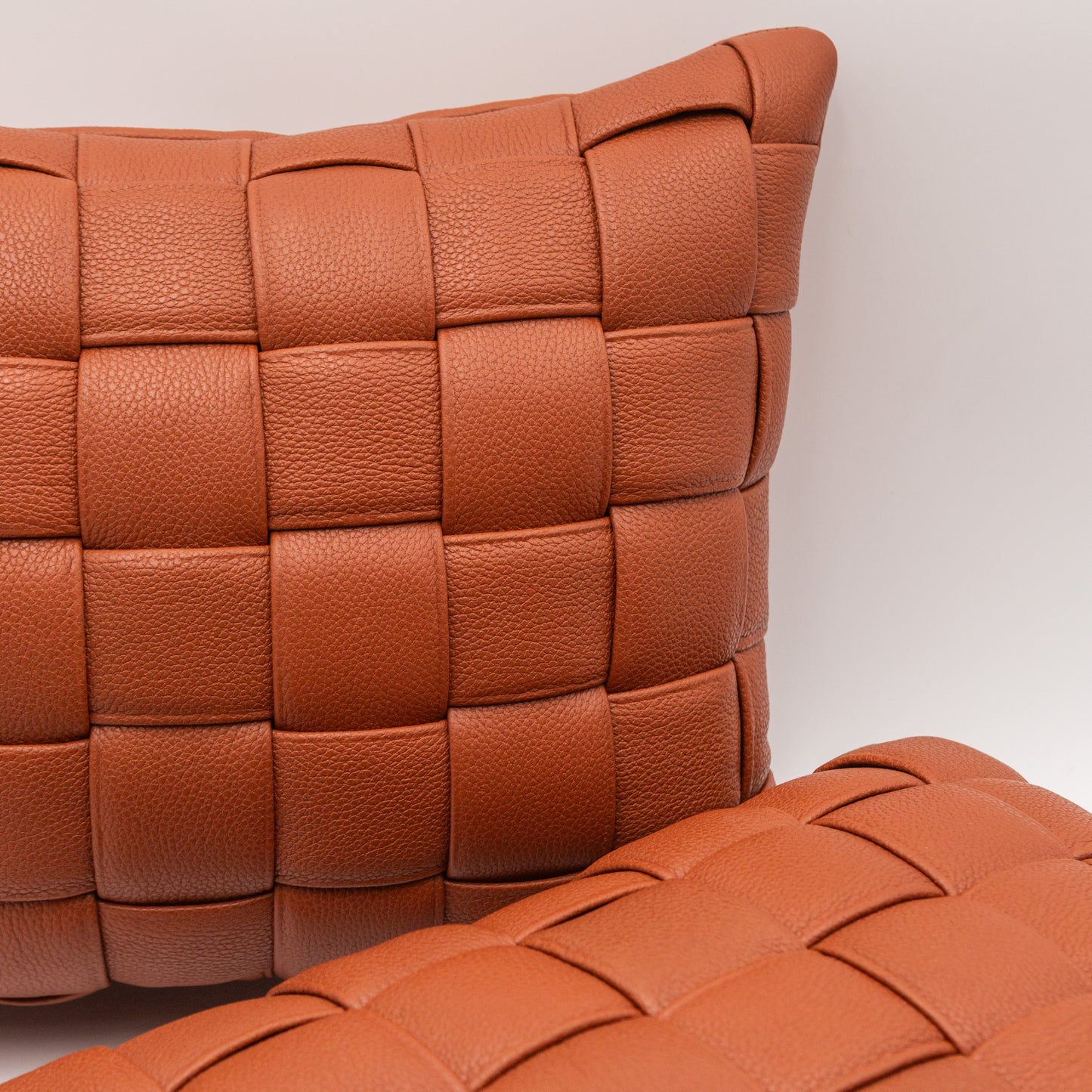 Woven Leather Pillow - Cinnamon