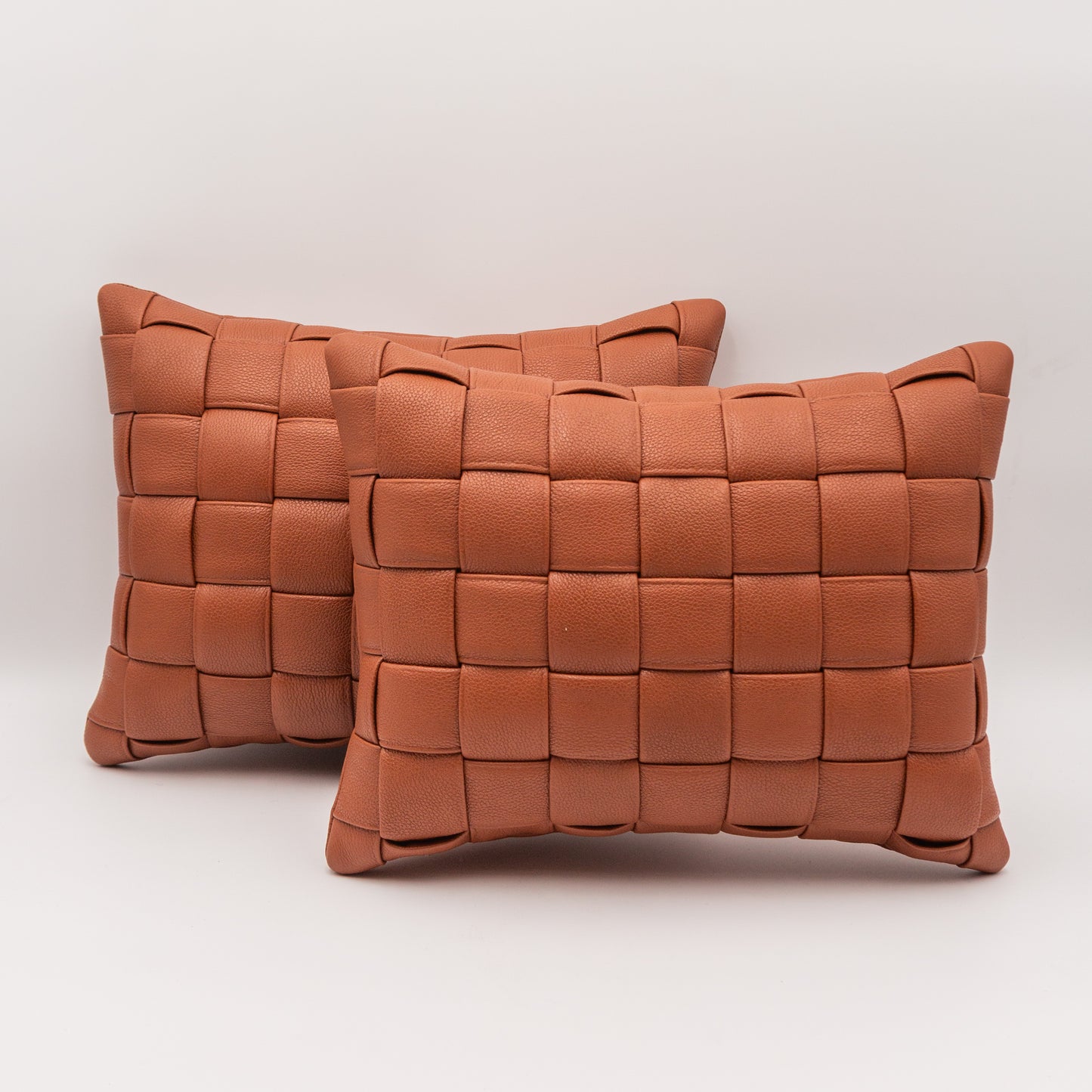 Woven Leather Pillow - Cinnamon