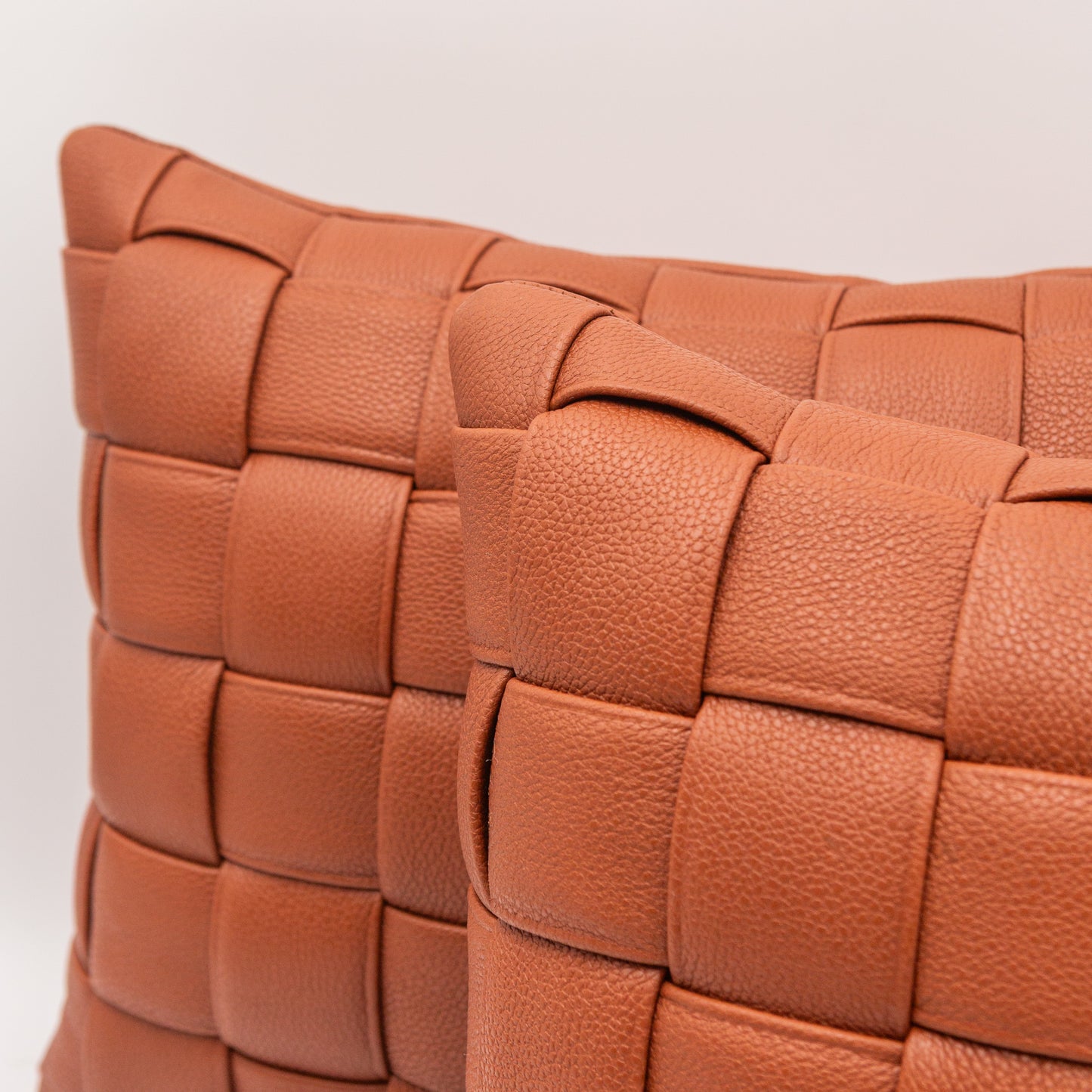 Woven Leather Pillow - Cinnamon