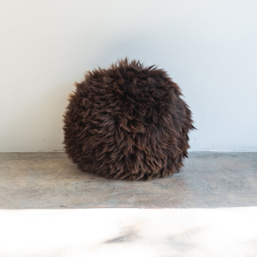'The Cruinn' Round Sheepskin Pillow - Brown