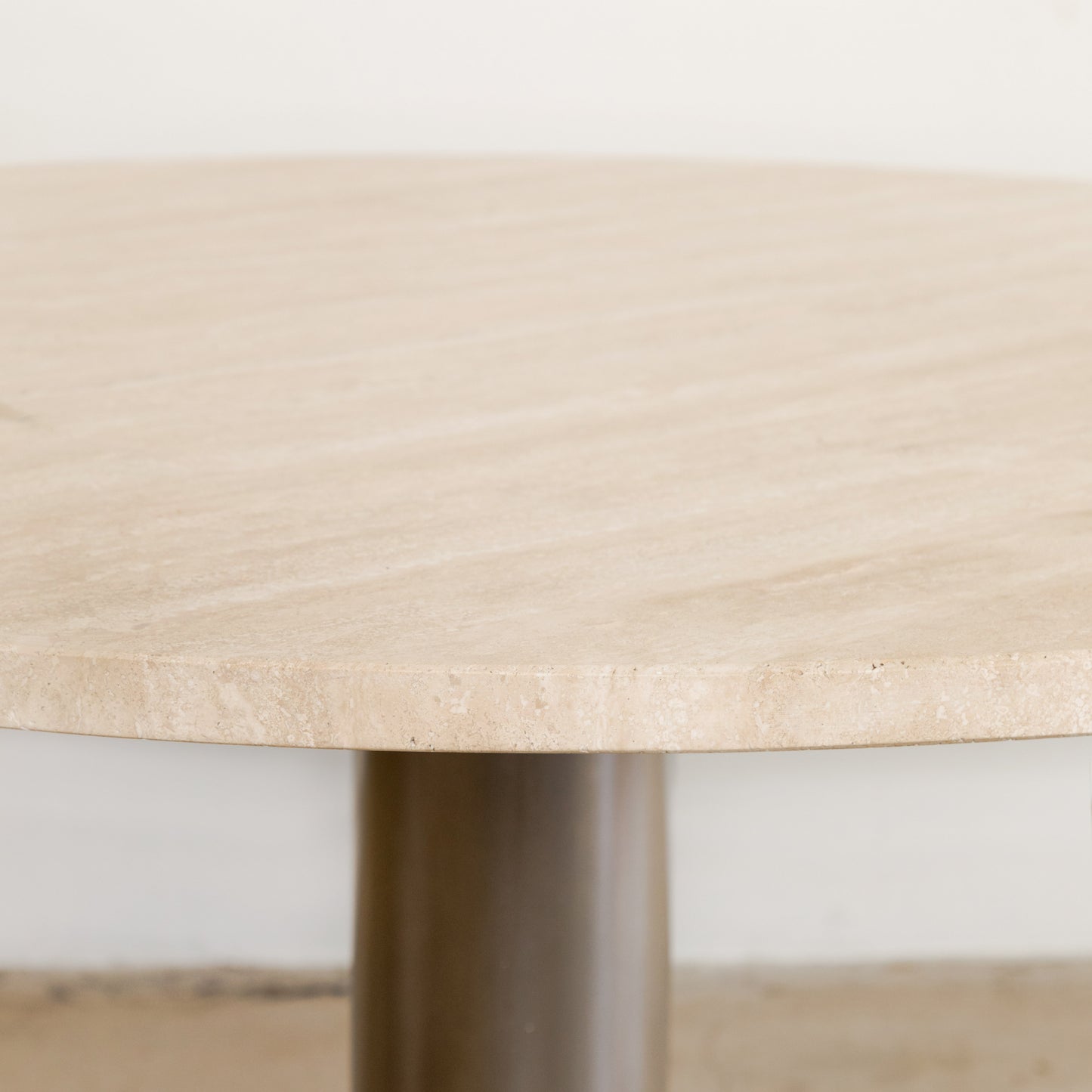 Travertine + Chrome Pedestal Dining Table