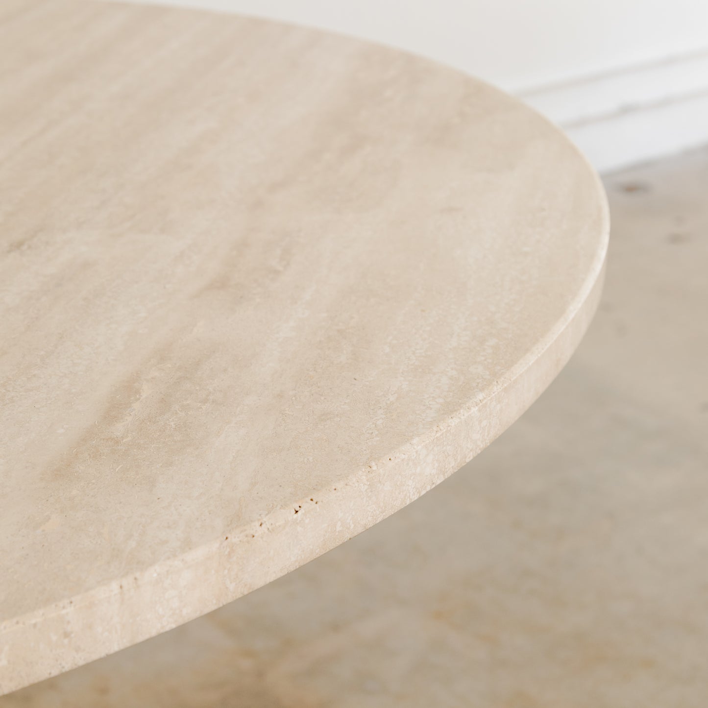 Travertine + Chrome Pedestal Dining Table