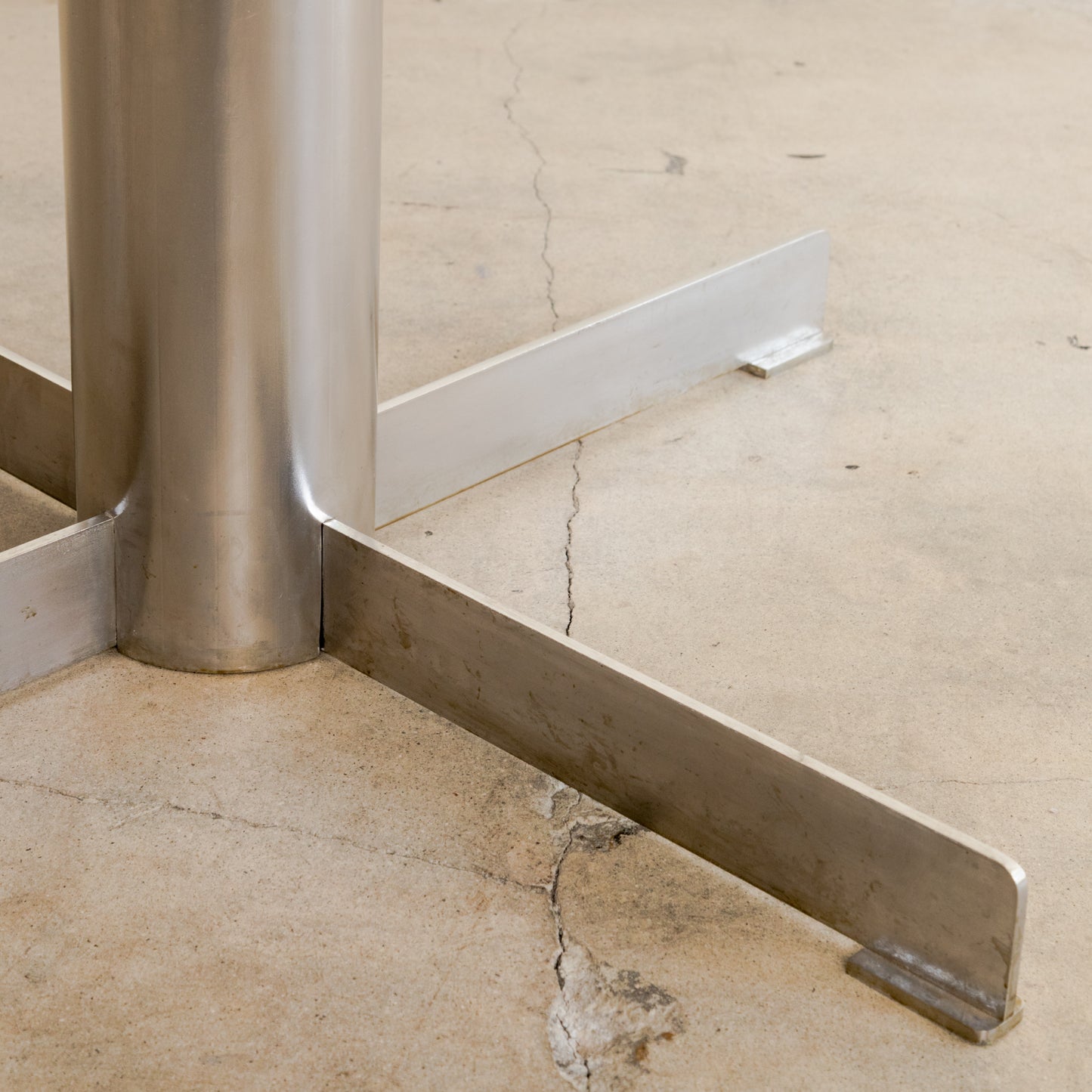 Travertine + Chrome Pedestal Dining Table