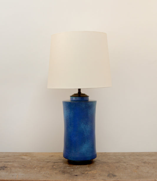 Monumental Blue Earthenware Table Lamp