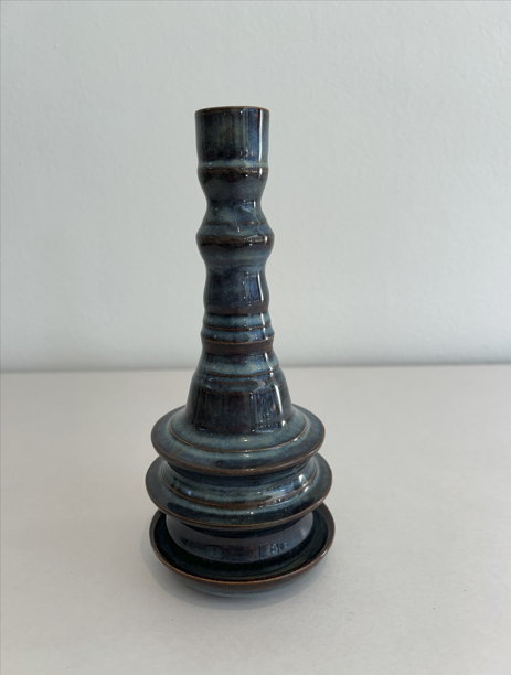 Lukas Weyandt | Indigo Blue Large Stoneware Candlestick