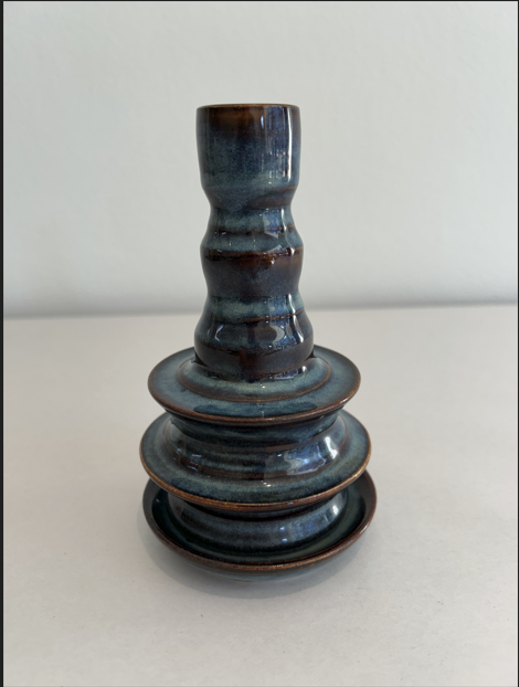 Lukas Weyandt | Indigo Blue Medium Stoneware Candlestick