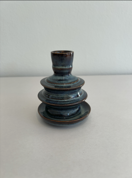 Lukas Weyandt | Indigo Blue Small Stoneware Candlestick