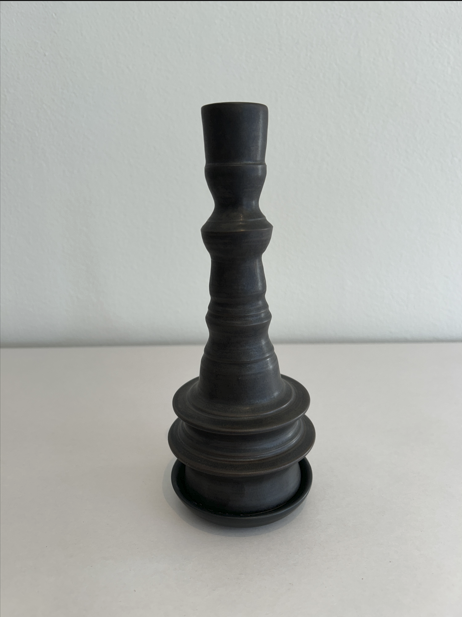 Lukas Weyandt | Bronze Brown Large Stoneware Candlestick